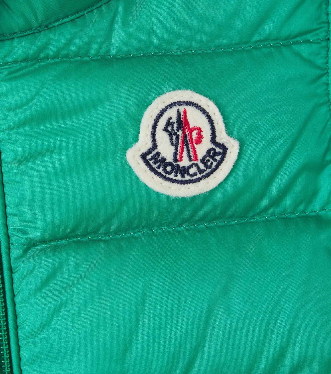 Пуховой жилет с наполнителем из пуха и пера Moncler Enfant, зеленый — фото 3