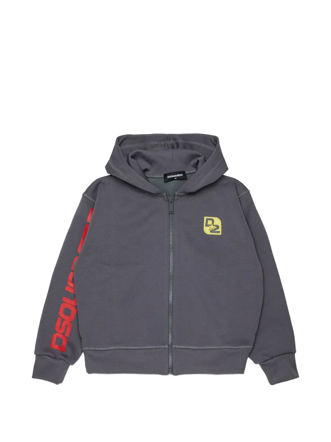Худи на молнии с нашивкой-логотипом Dsquared2 Kids, серый