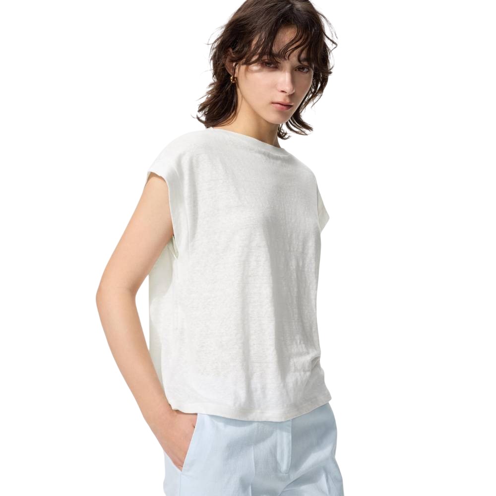 Футболка  Uniqlo Linen French Sleeve Relax Fit T, 01 белый