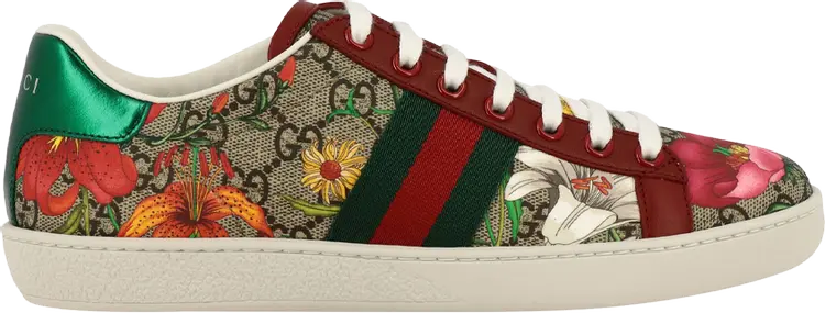 Кроссовки Gucci Wmns Ace GG Supreme Low Flora Print - Red, коричневый