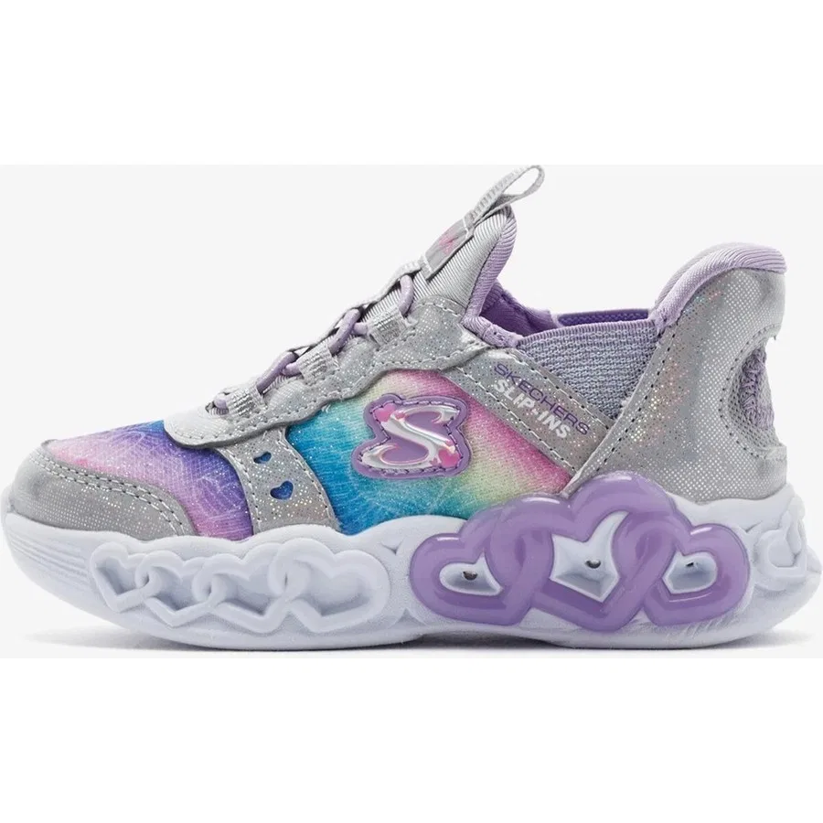 Детские кроссовки с подсветкой Infinite Heart Lights Eternal Shimmer Skechers, Серо-розовый