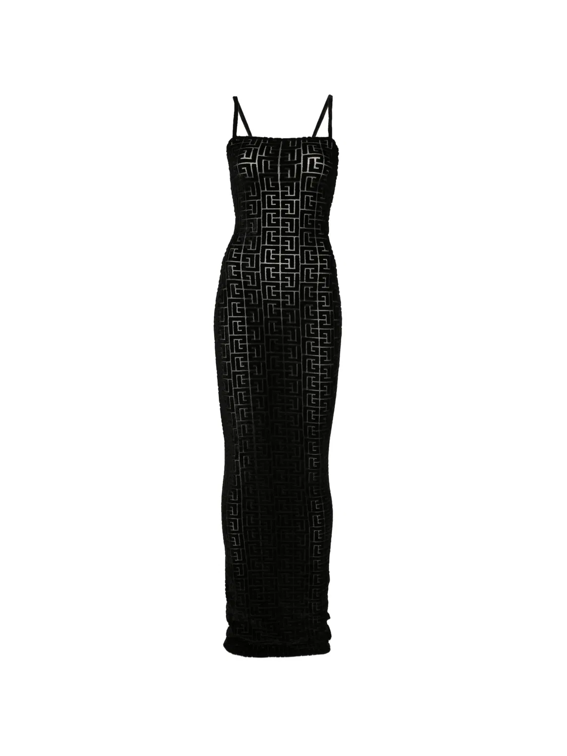 Макси-платье с монограммой Balmain, черный