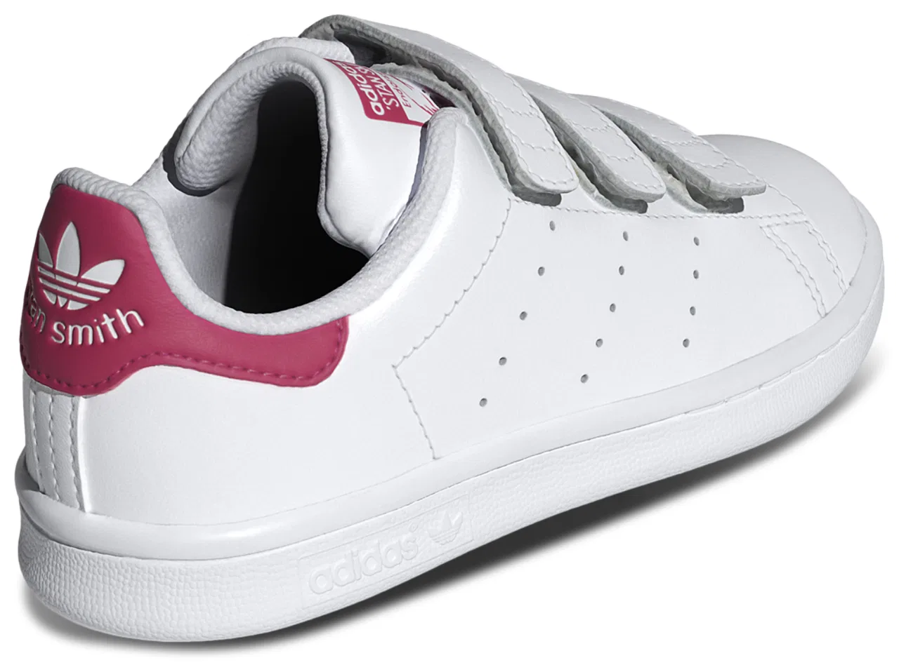 Детские кроссовки для мальчиков с кожаным верхом Stan Smith adidas, White Bold Pink White — фото 3
