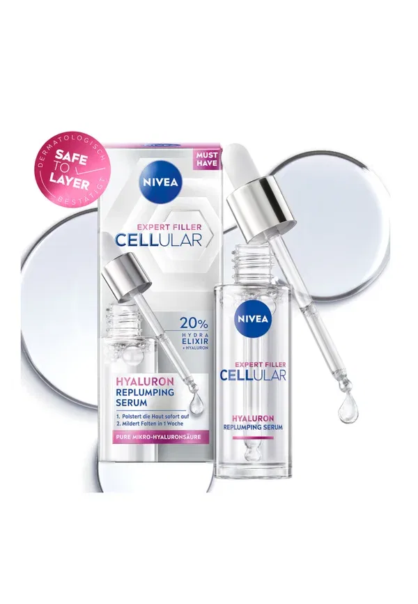 Сыворотка с гиалуроновой кислотой Cellular expert filler hyaluron replumping serum + cellular expert lift 3-zonen lift serum, Nivea 60 мл — фото 2