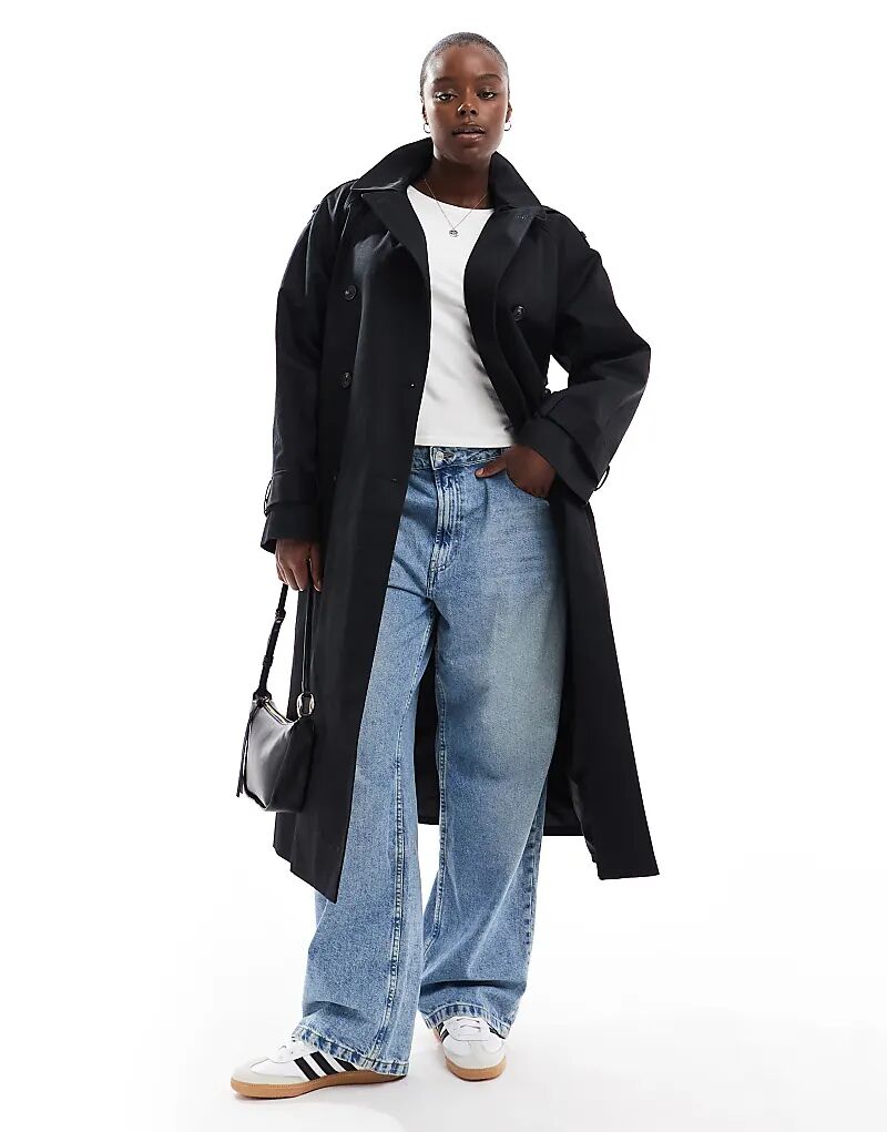 

Удлиненный тренчкот черного цвета ASOS