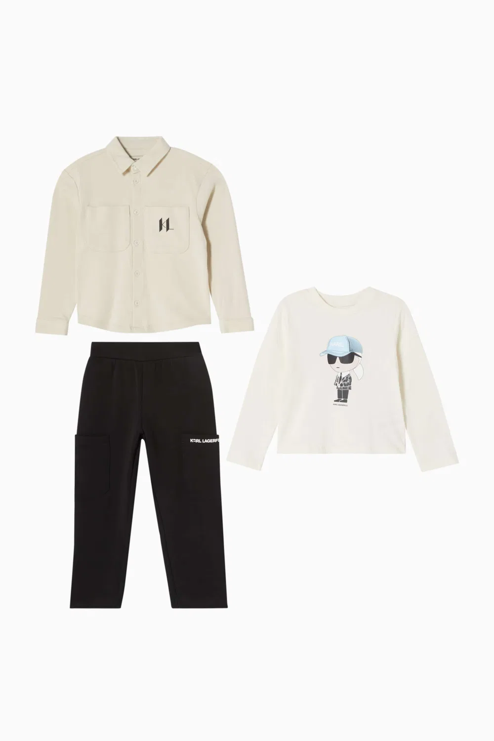 Комплект из 3 предметов хлопковый Ikon Karl Karl Lagerfeld Kids