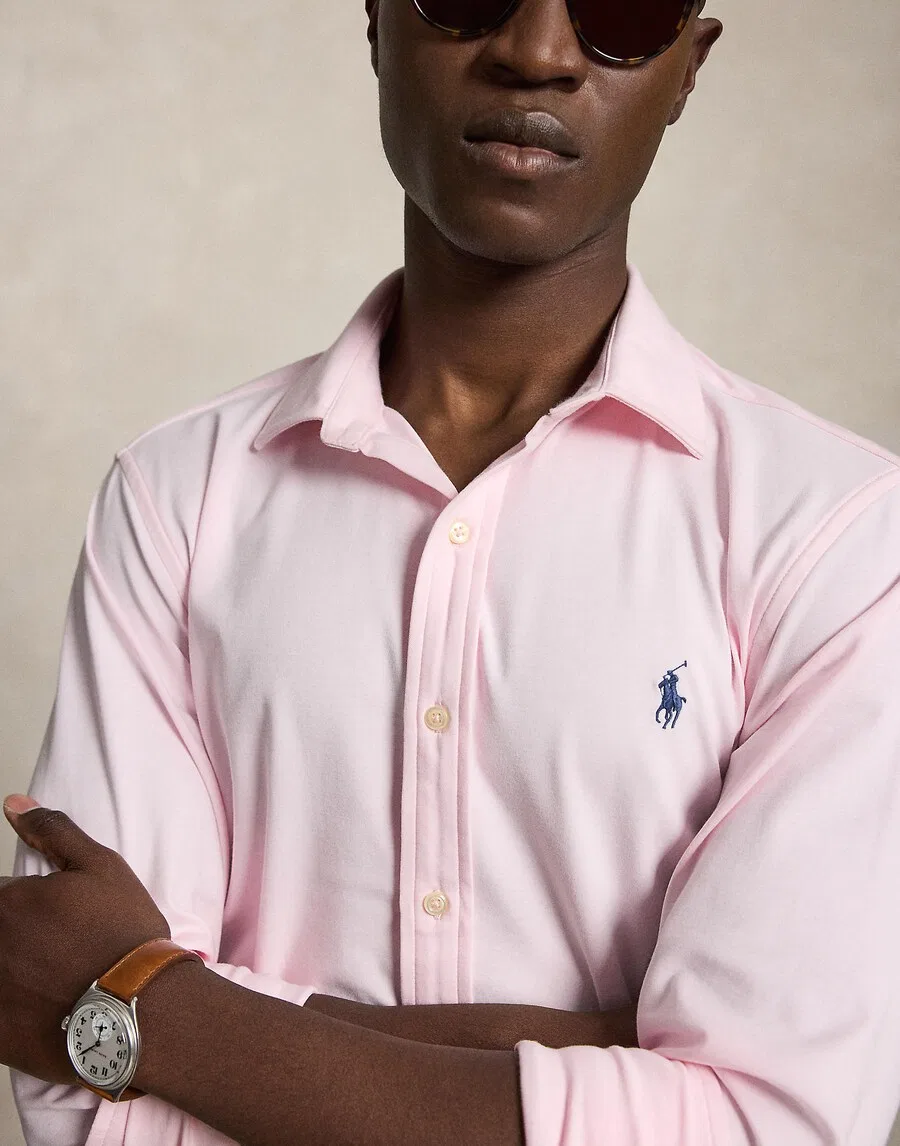 Рубашка Polo Ralph Lauren прямого кроя на пуговицах, цвет розовый — фото 3