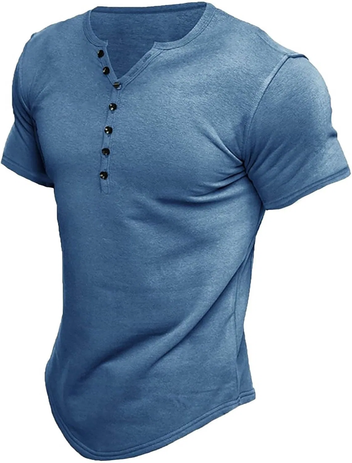 Мужская хлопковая футболка с V-образным вырезом, Light Blue