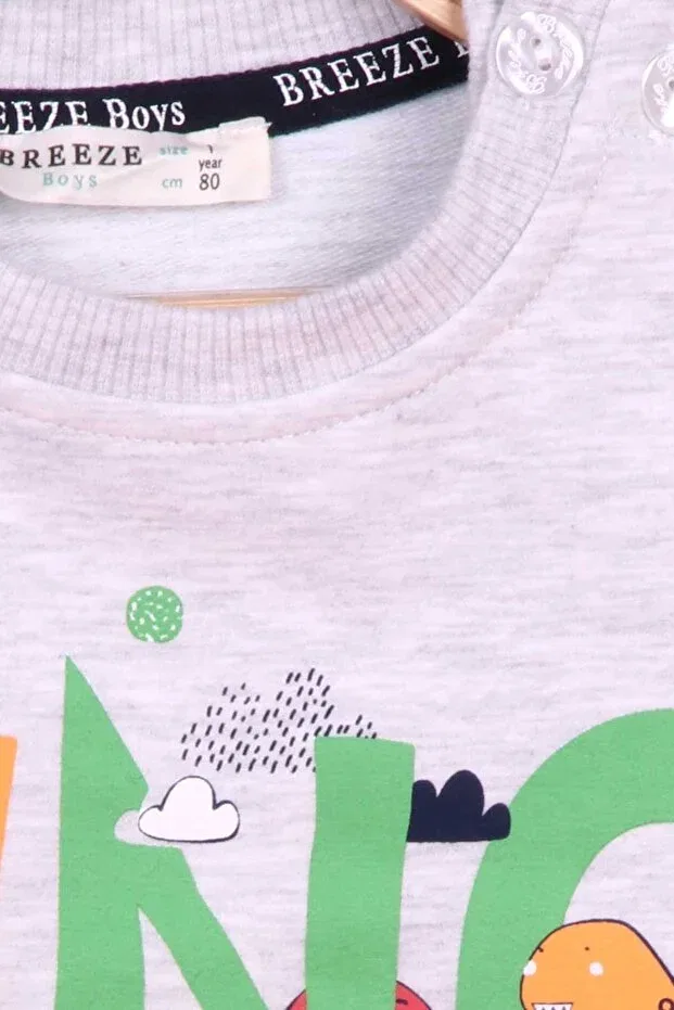Детский спортивный костюм для мальчиков с принтом Breeze, Light Gray Melange — фото 3