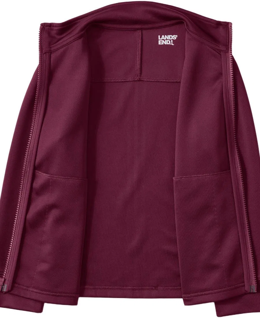 Детская спортивная куртка с молнией, модель Kids Active Performance Full Zip Jacket Lands' End, Burgundy — фото 3