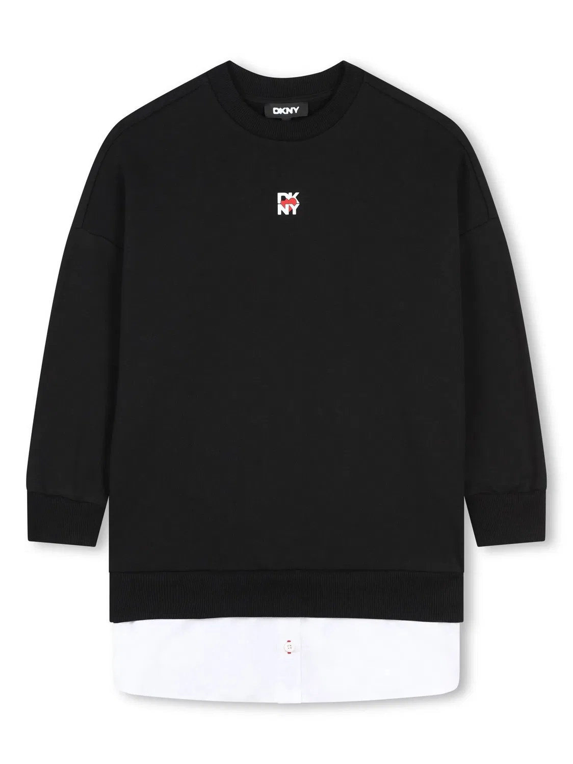 Свитшот-платье с логотипом и нижним слоем DKNY, черный