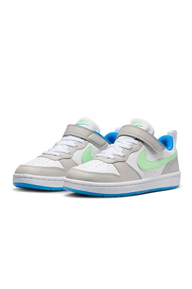 Детские кроссовки для прогулок из искусственной кожи Nike, White-Gray-Green — фото 2