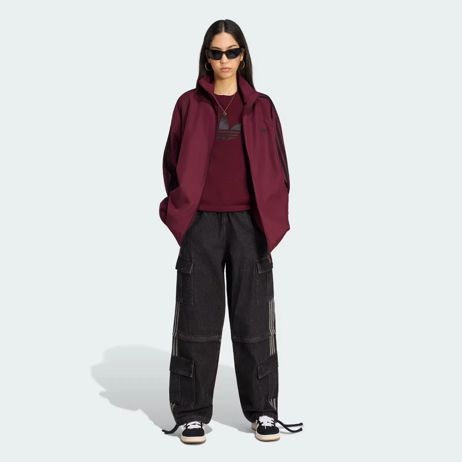 Женская спортивная куртка с высоким воротником Firebird Adilenium Adidas Originals, бордовый/черный — фото 4