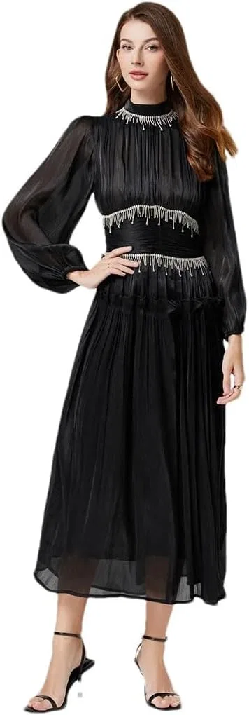 Женское платье с пайетками и кисточками Generic, Black