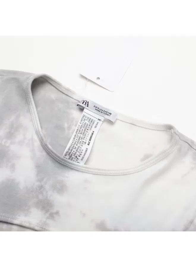 Футболка с коротким рукавом и цветными блоками Zara, светло-серовато-белый — фото 4
