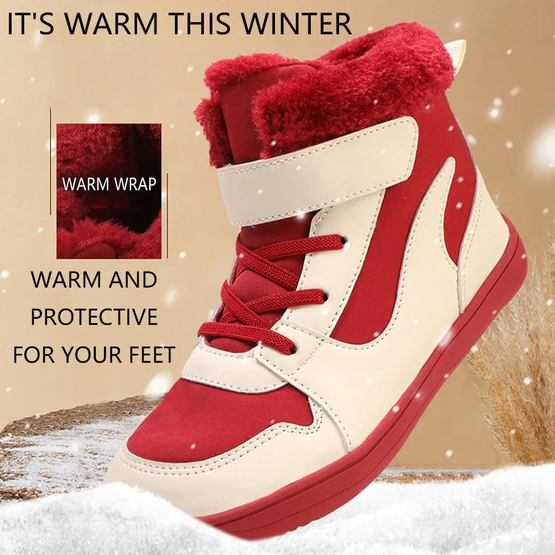 Детские зимние ботинки для девочек водонепроницаемые с принтом Hike Kids Winter Footwear Barefoot Snow Boots, Pink — фото 2