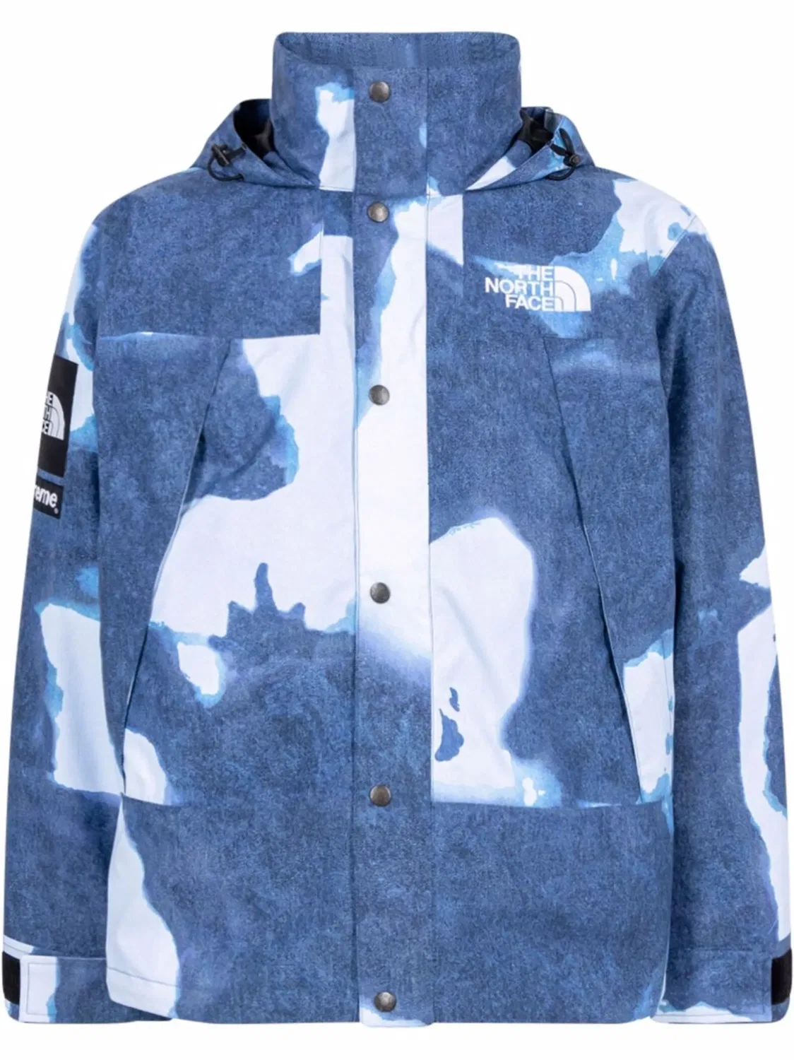 Куртка с капюшоном из денима с эффектом выцветания Supreme, синий