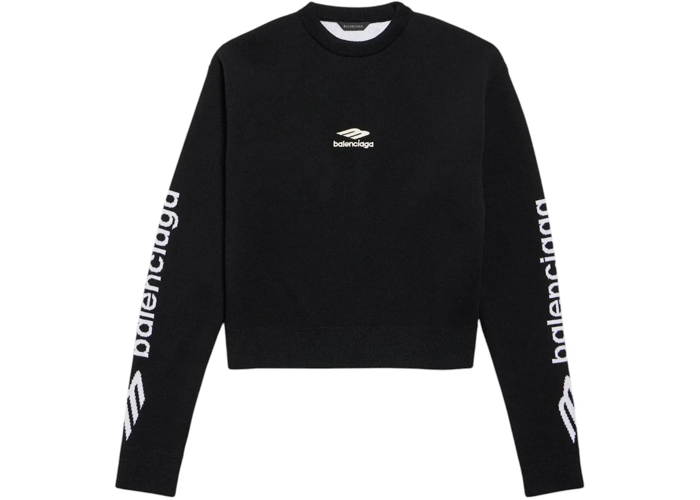 Женский укороченный свитшот с принтом 3B Sports Icon Crewneck Balenciaga, Black/White