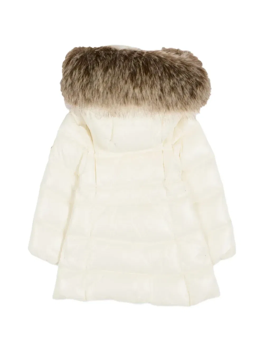 Стеганое пальто с отделкой из искусственного меха Moncler Enfant, белый — фото 2