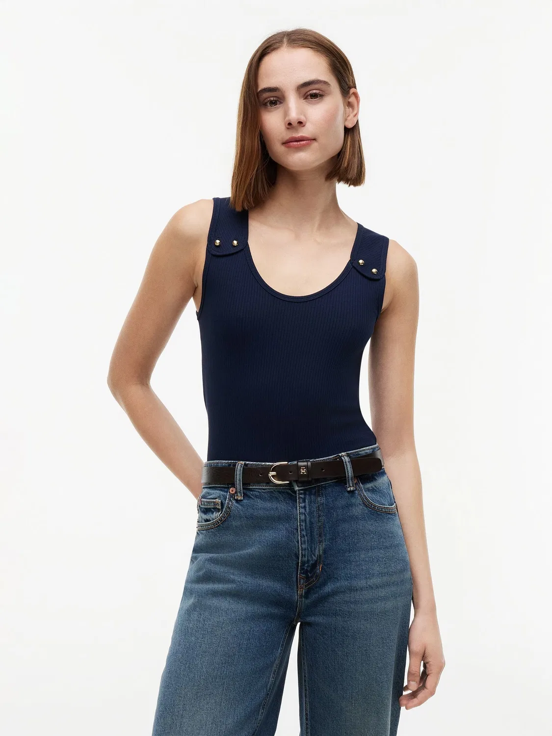 Топ с ребристой текстурой Tommy Hilfiger, синий