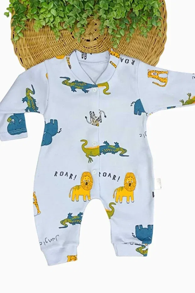 Детский комбинезон-слип с принтом Safari Dinamik Çocuk, Babyblue — фото 3