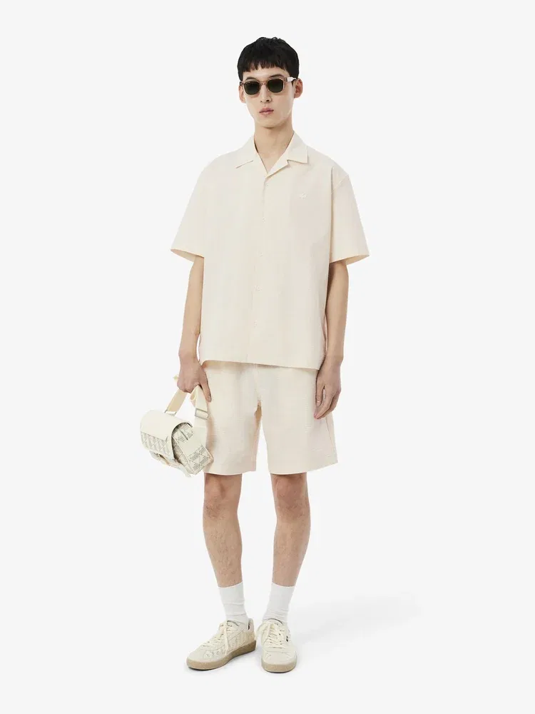 Рубашка с коротким рукавом из сирсакера LACOSTE, Ivory — фото 4
