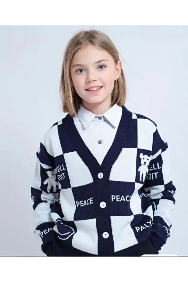 Детский кардиган с узором Minimoda Kids, Navy Blue