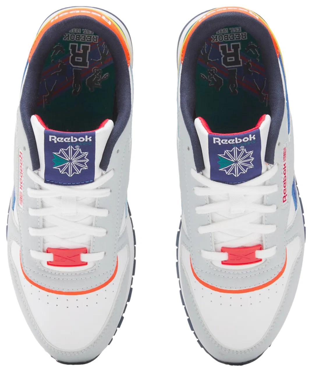 Кроссовки для мальчиков Classic Leather Reebok, цвет Moon/Vector Navy/Vector Red — фото 3