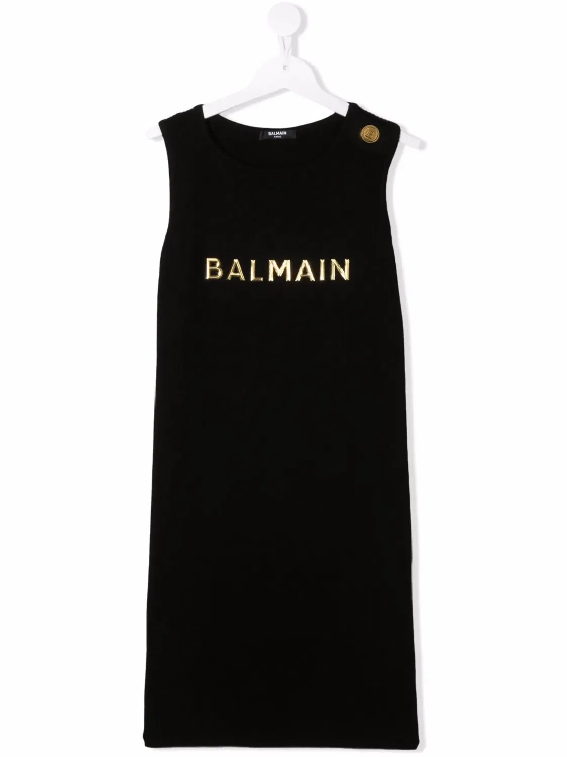 Платье без рукавов с логотипом Balmain, черный