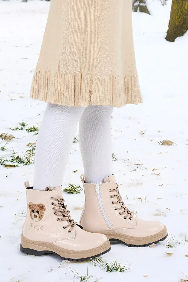 Детские ботинки для девочек с принтом Teddy wrinkled thermo sole Kiko Kids, Ten — фото 3