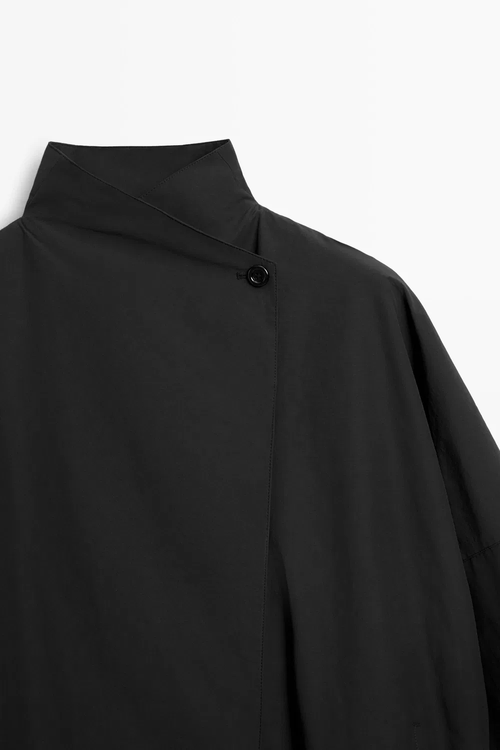 Куртка-бомбер Massimo Dutti, техническая с боковой застежкой на пуговицы, черный — фото 4