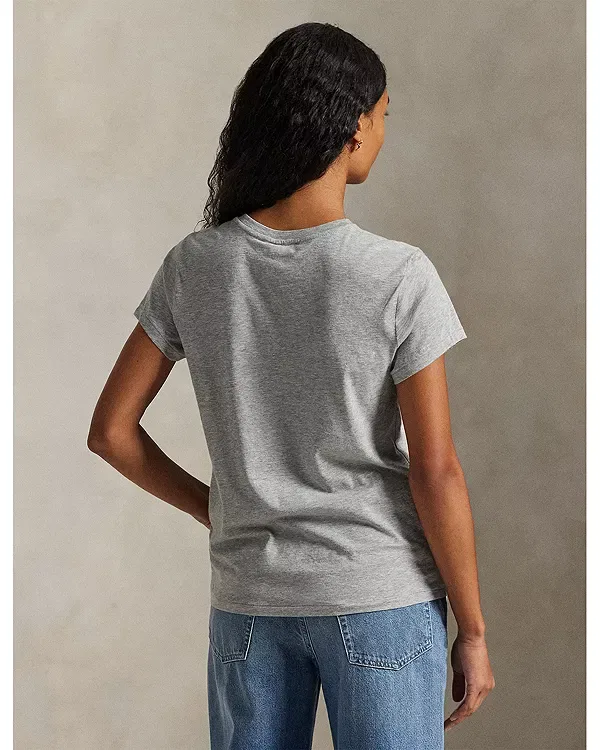 Женская футболка с круглым вырезом Classic Fit Cotton Jersey Crewneck Tee Ralph Lauren, серый — фото 3