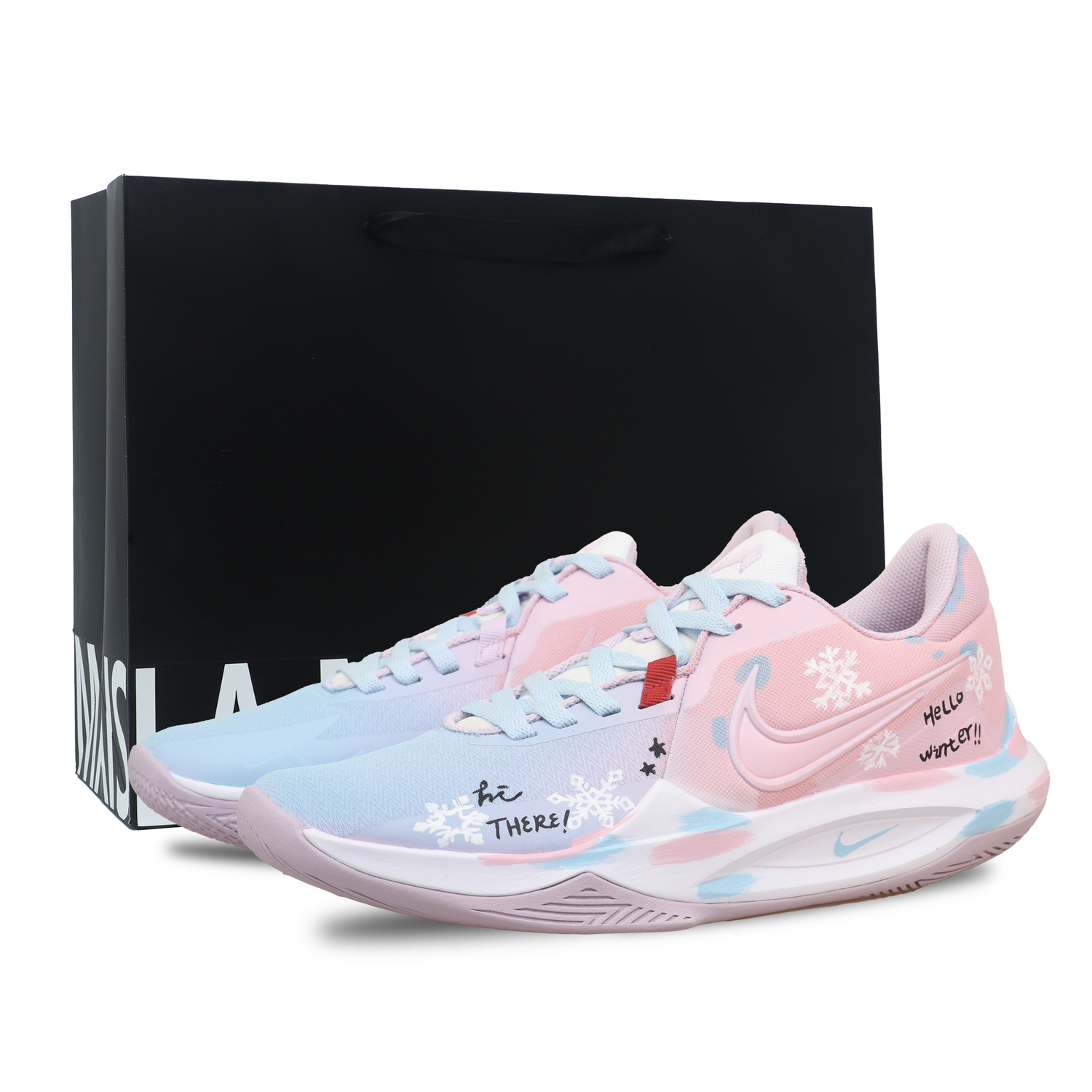 

Nike Precision 6, амортизация, устойчивость к истиранию, дышащий, полное покрытие, низкие баскетбольные кроссовки для мужчин, pink blue