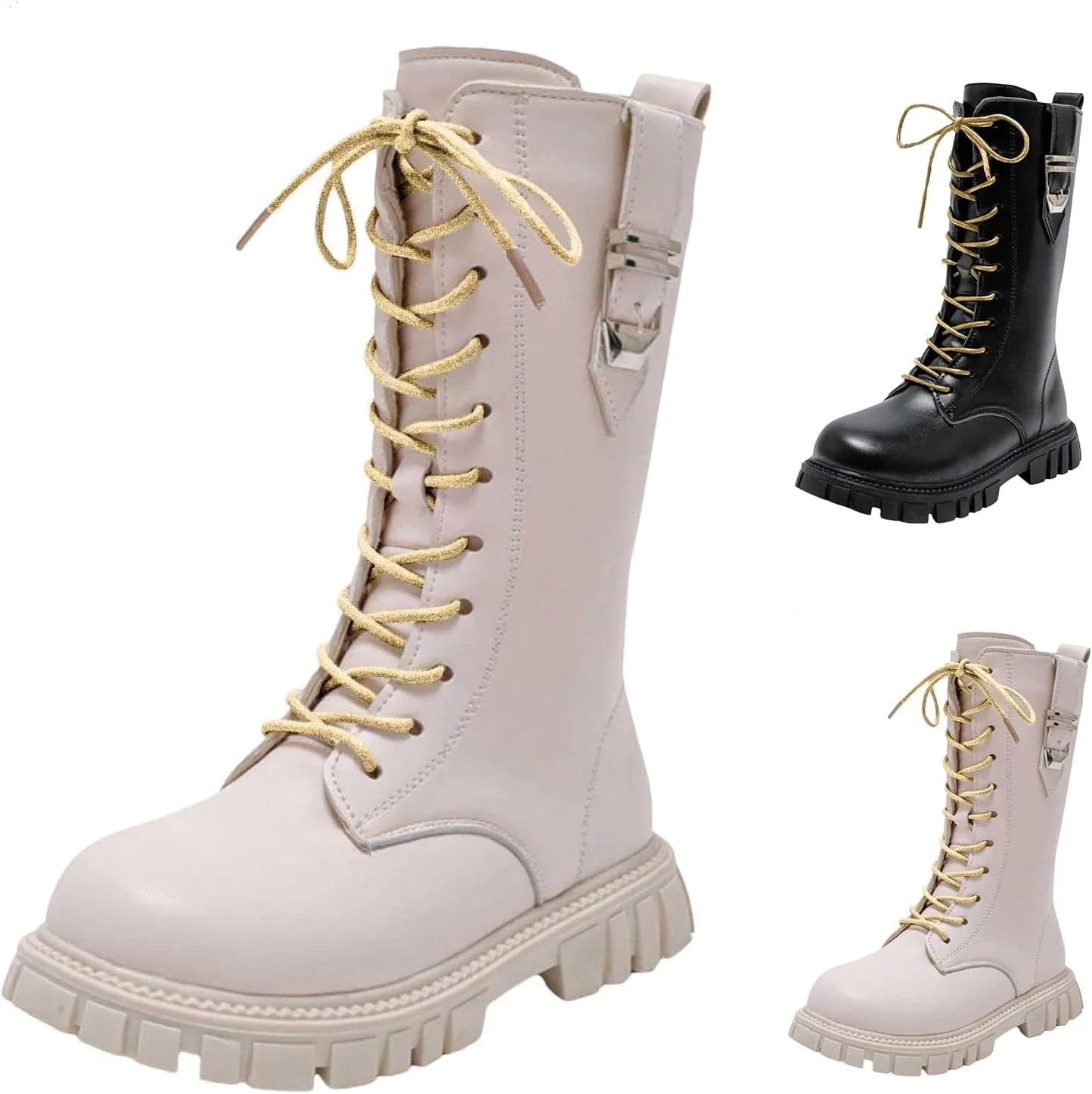 Детские ботинки для девочек с принтом Golden Mid Calf Riding Shoes, White — фото 4