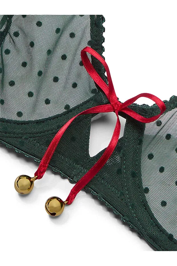 Женский бюстгальтер с принтом Jingle Bells Tulle Unassisted Demi Bra Victoria'S Secret, Botanical Green — фото 4