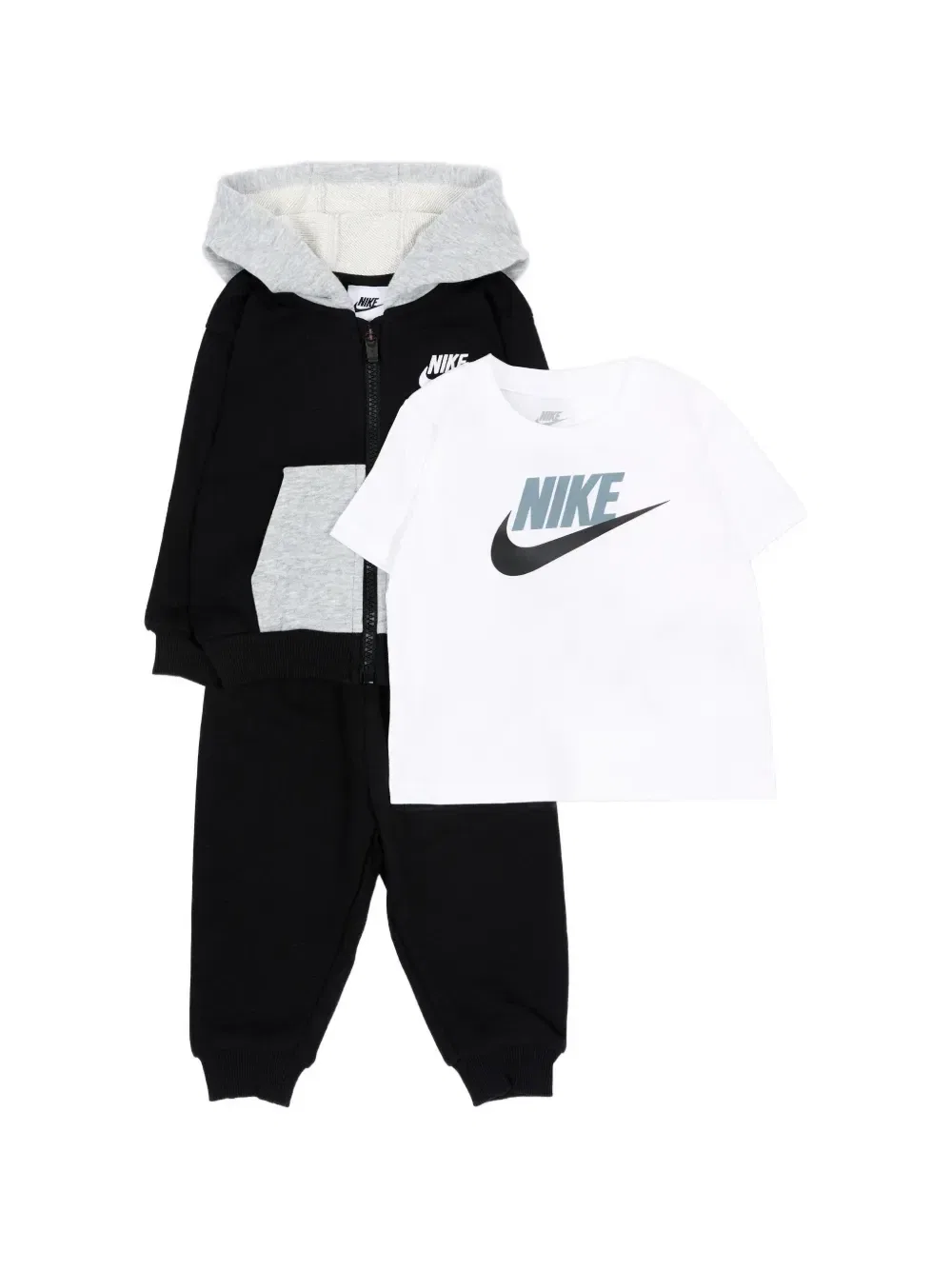 Комплект из трех предметов: спортивный костюм на молнии с логотипом Nike Kids, черный