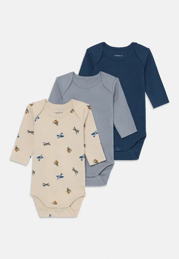 Комплект боди из 3 штук, хлопок, Romper 3 pack, Name It, beige, бежевый