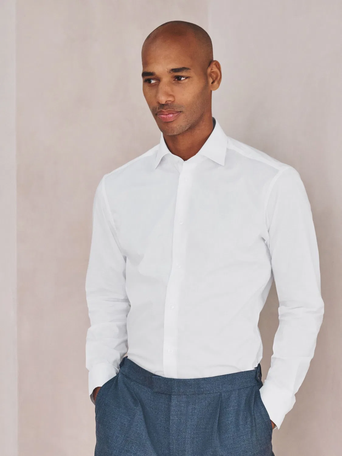 Рубашка формальная, slim fit, White Slim Fit Cotton Stretch Long Sleeve Formal Shirt Next, белый