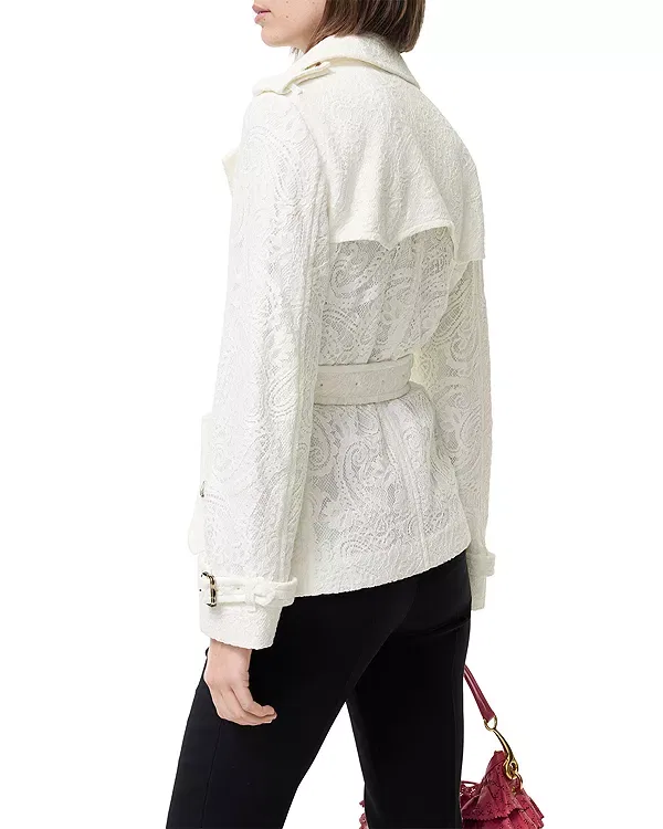 Женская куртка с принтом Foxfield Lace Paisley Double Breasted Jacket Burberry, Chalk — фото 4