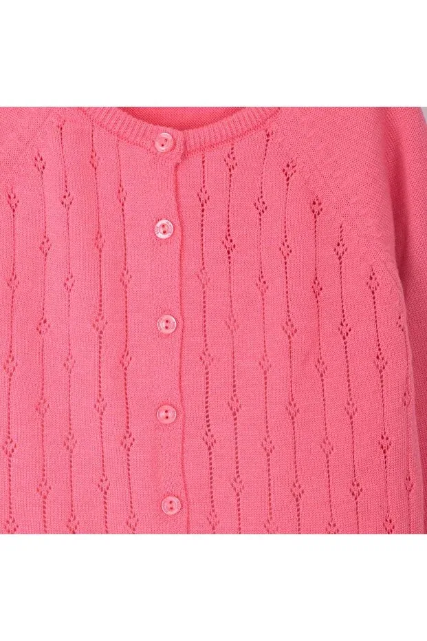 Детский кардиган для девочек ажурный Knitwear baby girl-child road openwork cardigan Minora, Fuchsia — фото 3