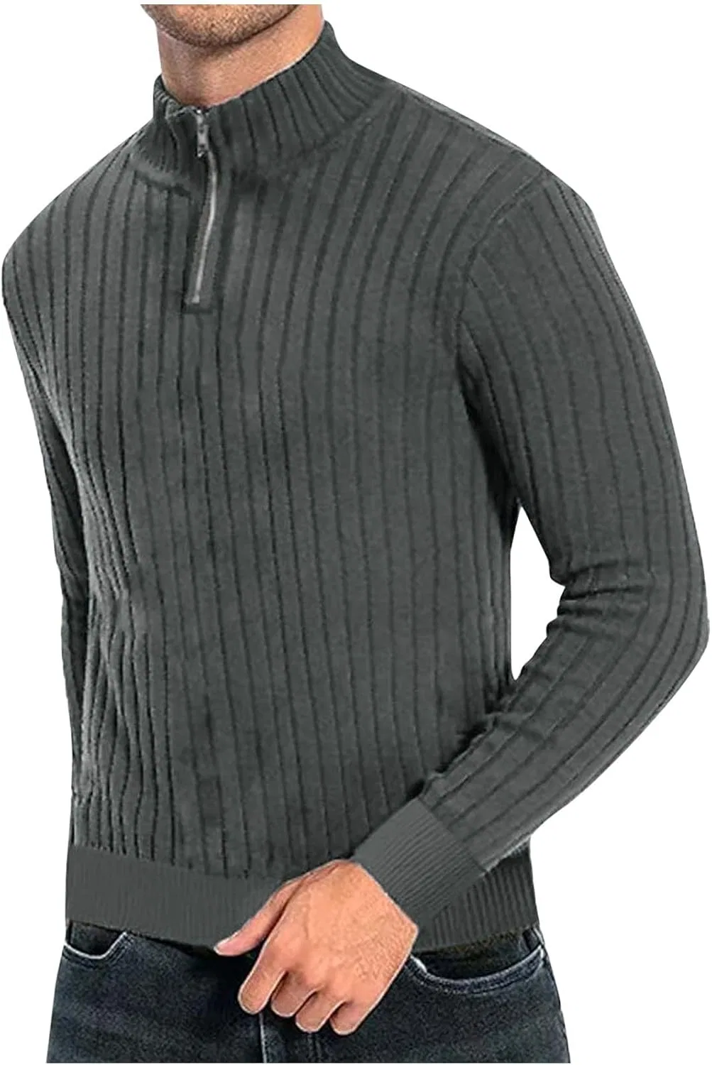 Мужская классическая футболка с воротником-стойкой Slim Fit, Dark Gray