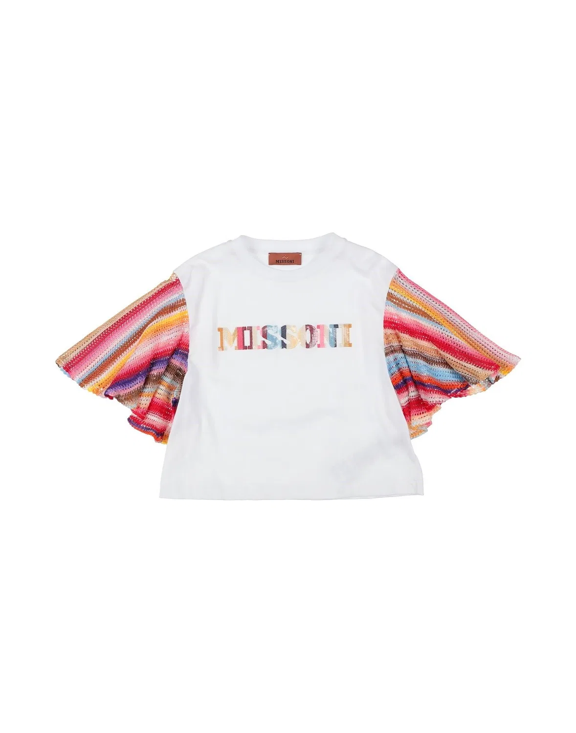 Детская футболка с пайетками и принтом бренда Missoni, белый