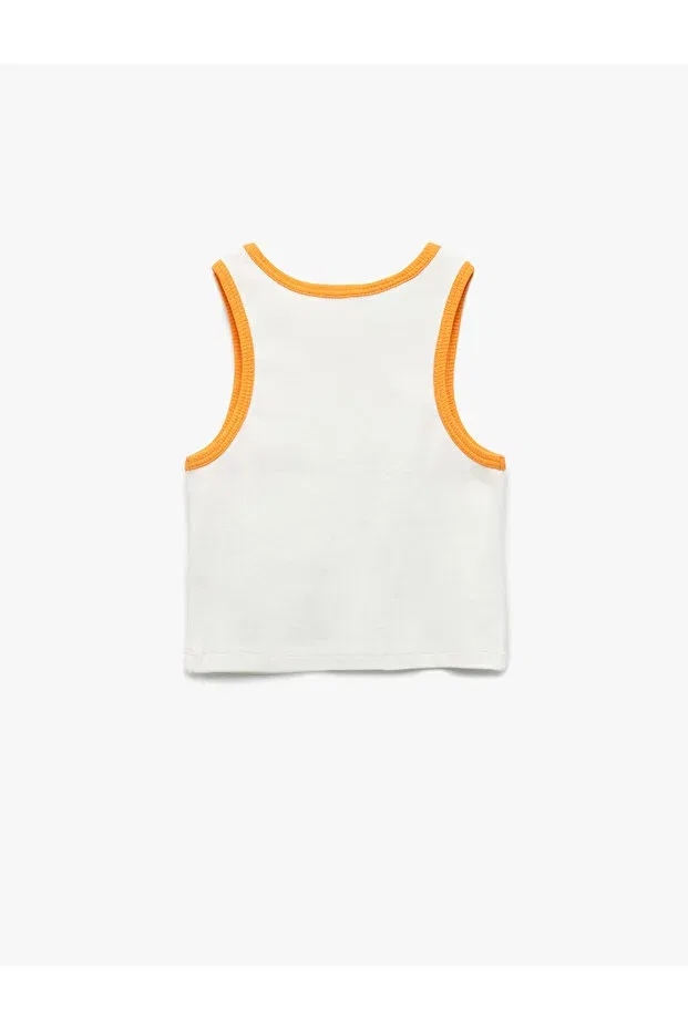 Детская хлопковое майка для девочек Bugs Bunny Printed Ribbed Licensed Crew Neck Crop Undershirt Koton, Ecru — фото 2