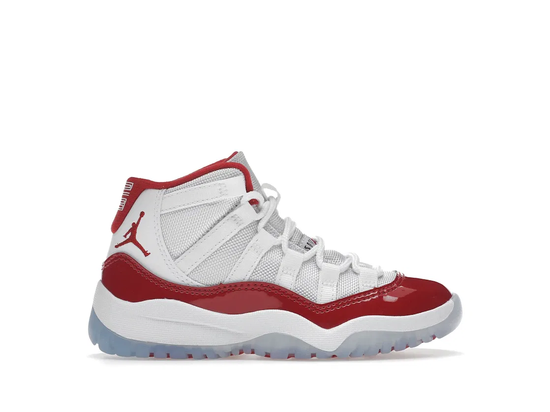 Детские кроссовки для мальчиков с высоким берцем Jordan 11 Retro Jordan, White/Varsity Red-Black