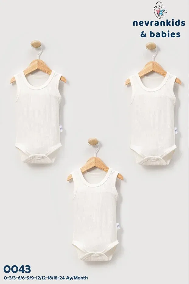 Детский комплект боди для новорожденных хлопковый Basics Nevrankids, Ecru — фото 3