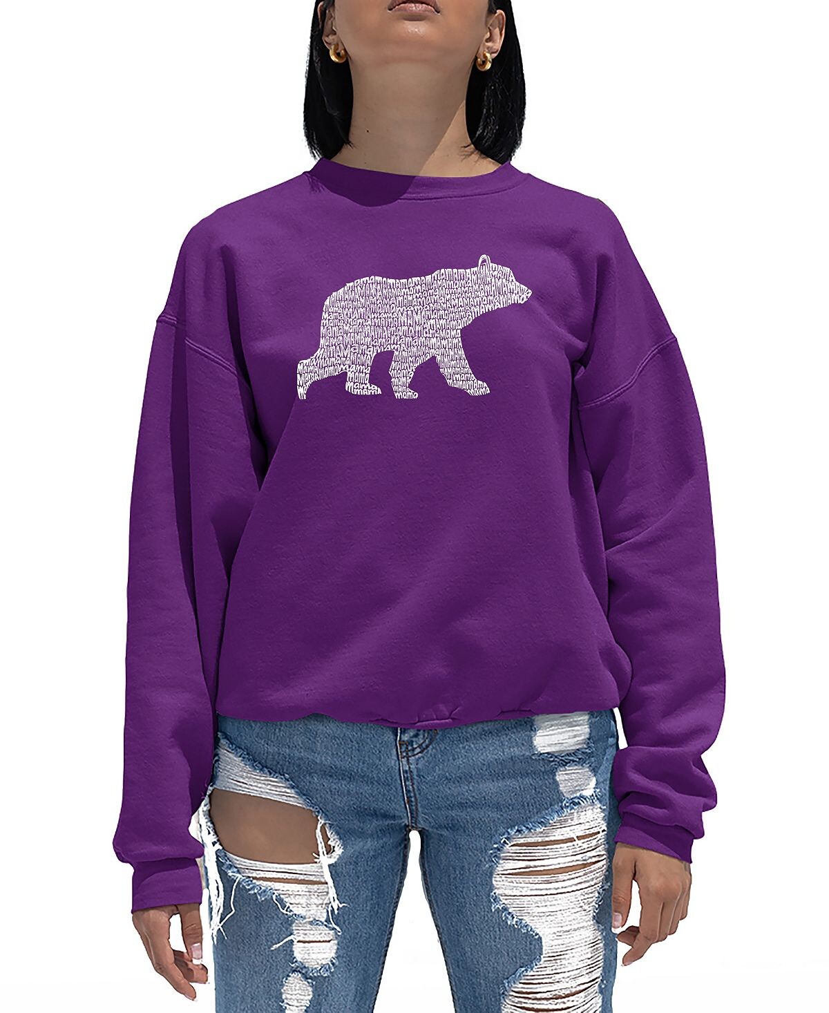 

Женская толстовка с круглым вырезом word art mama bear LA Pop Art, фиолетовый