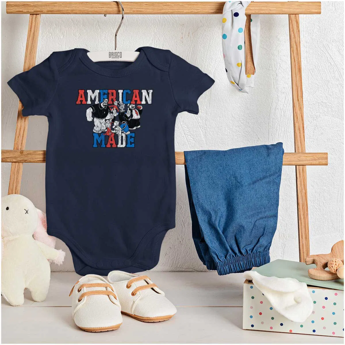 Детский боди-комбинезон с коротким рукавом Popeye Characters Brisco Brands, Navy — фото 3