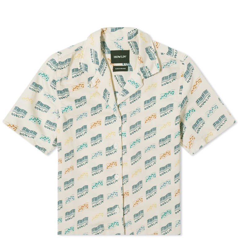 

Рубашка Howlin' Cocktail D’Amore Short Sleeve Hemp Print, бежевый/зеленый