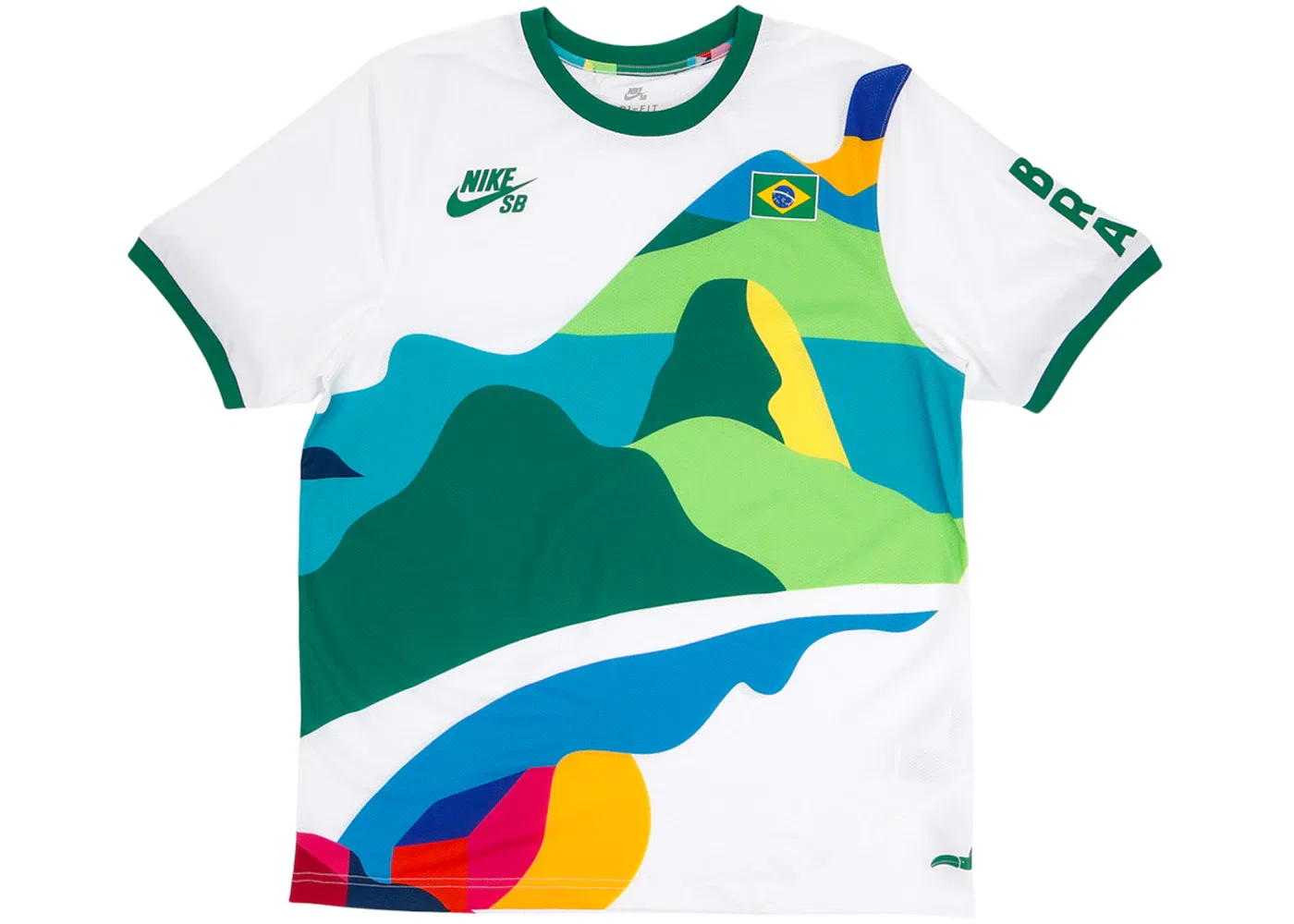 Мужская джерси с принтом Nike SB x Parra Brazil Federation Kit Crew Jersey Nike, White/Clover