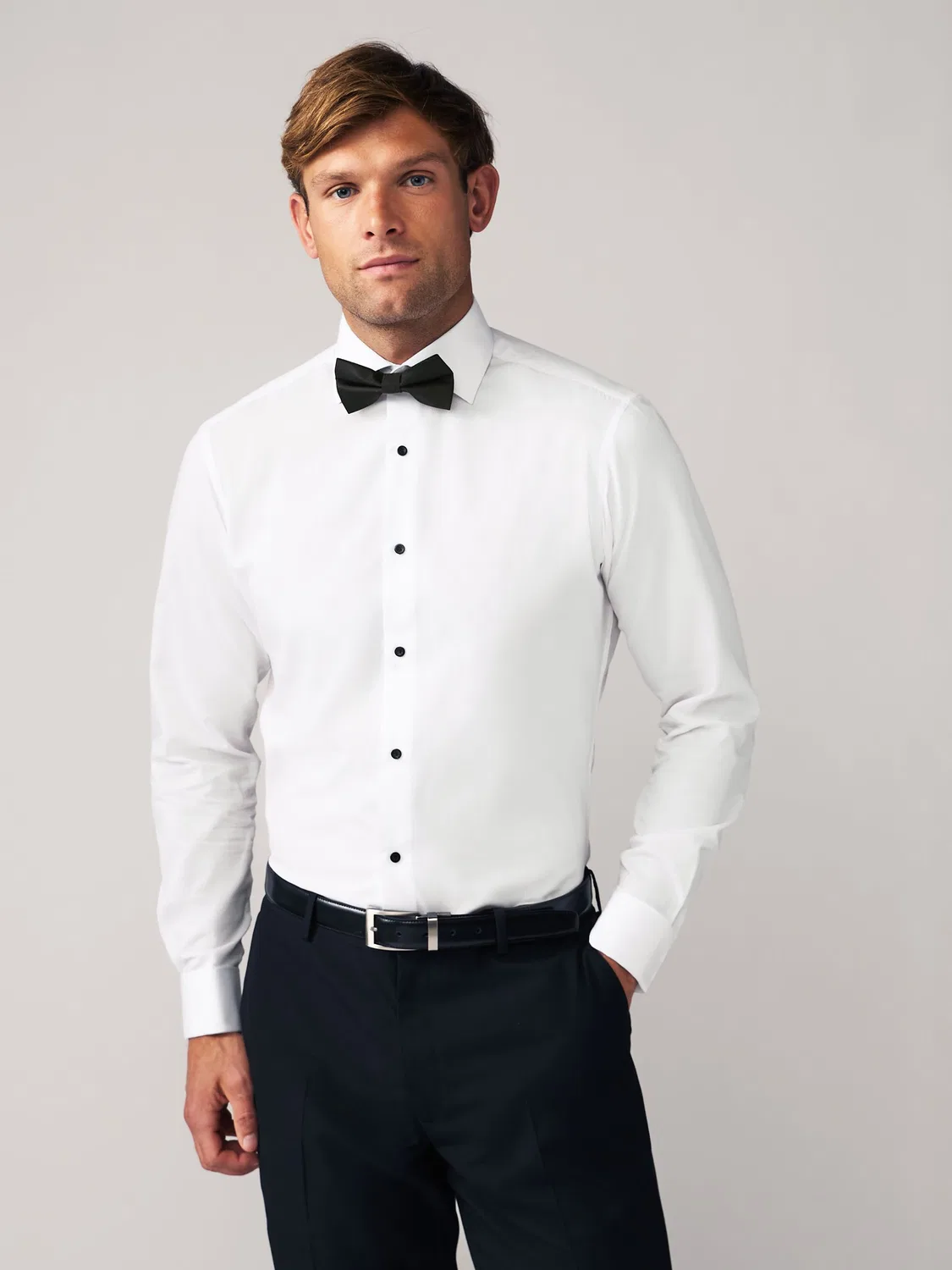 Рубашка с галстуком-бабочкой, Slim Fit Next, белая текстурированная/черная